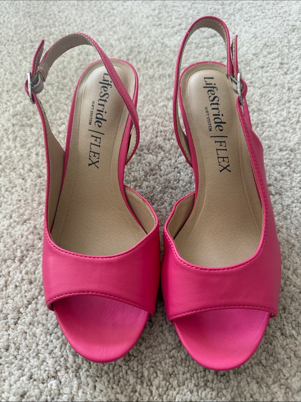 Life Stride Pink Open-Toe Slingback Sandals
